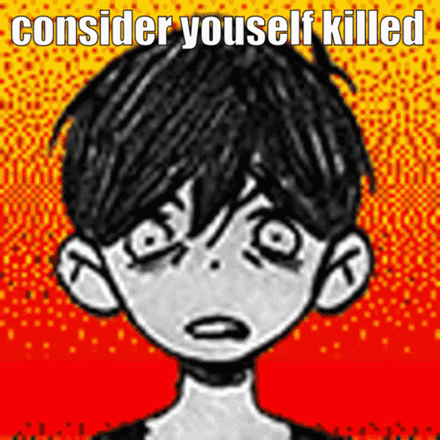 a black and white drawing of a boy with the words consider yourself killed above him