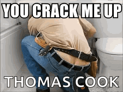 a picture of a plumber with the caption you crack me up