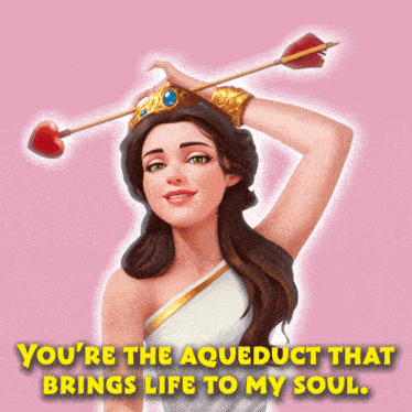 a cartoon of a woman with an arrow in her head and the words you 're the aqueduct that brings life