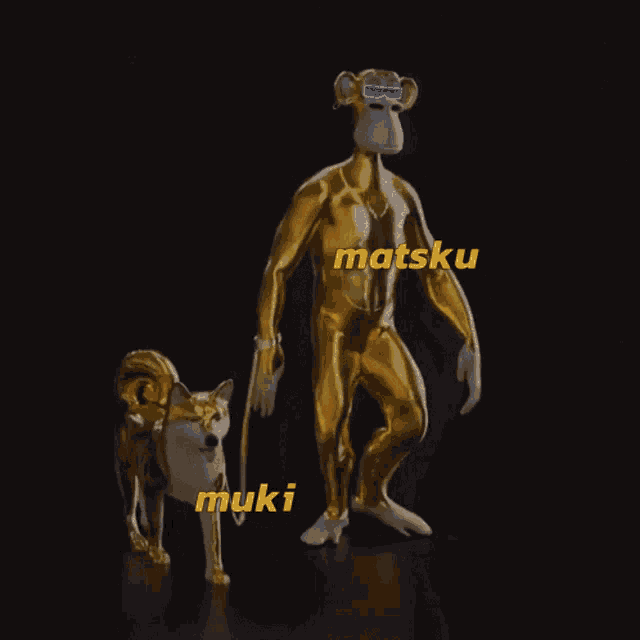 a monkey and a dog are standing next to each other