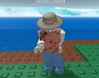 a roblox character with the name yellowcubed