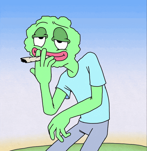 a cartoon drawing of a man smoking a cigarette and another man screaming