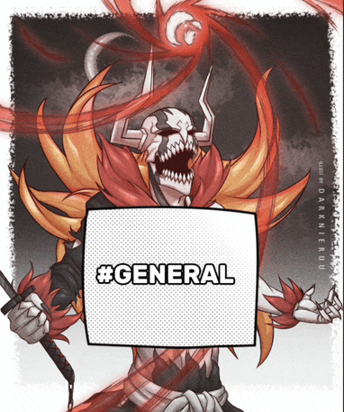 a cartoon drawing of a demon holding a sign that says general