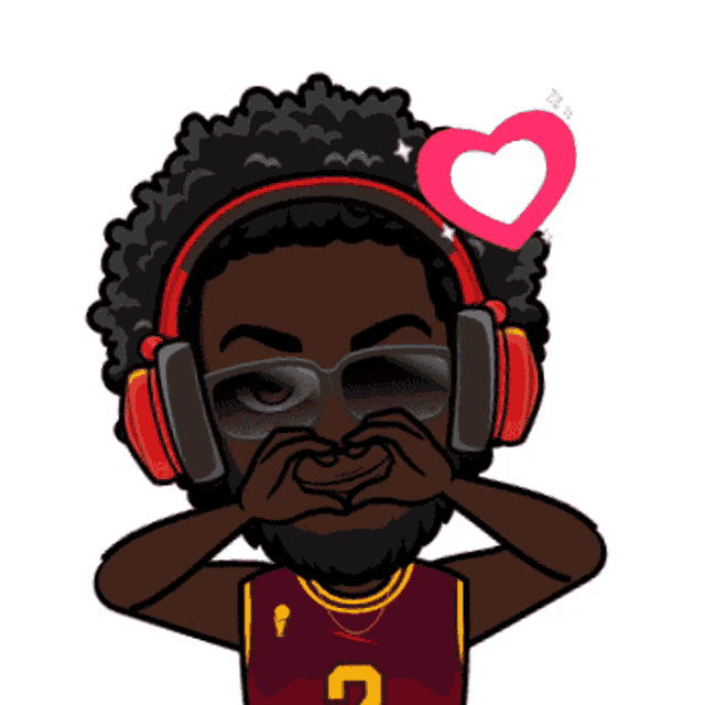 a cartoon of a man wearing headphones and a jersey with the number 7 on it