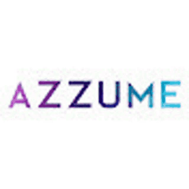 the azzume logo is purple and blue and looks like a rainbow .