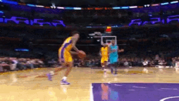 a pixelated image of a basketball game with the word lakers on the bottom