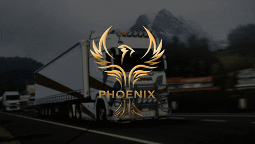a phoenix logo is on the side of a white truck