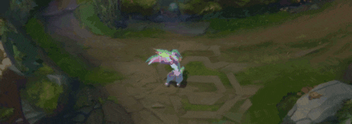 a painting of a unicorn standing on a path in a video game