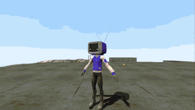 a cartoon character with a tv head and antennas