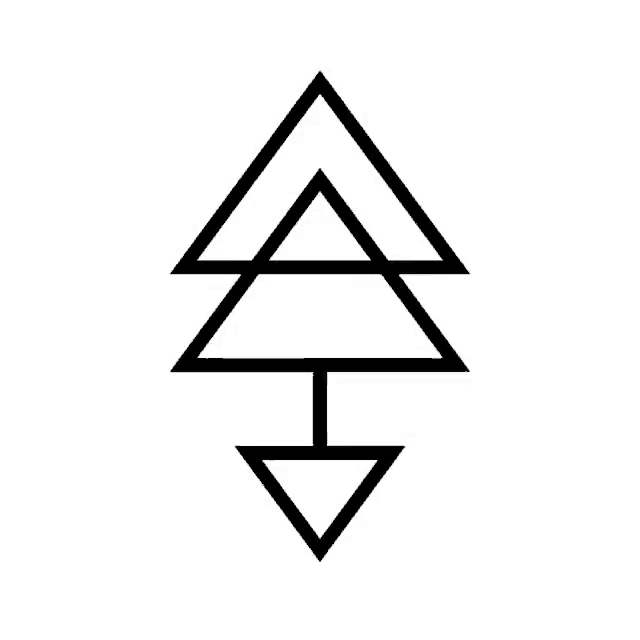 a white symbol on a black background that looks like a christmas tree