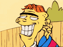 a cartoon character with a huge smile on his face