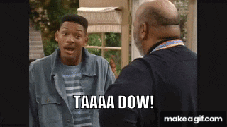 a man is talking to another man and says taaaa dow !
