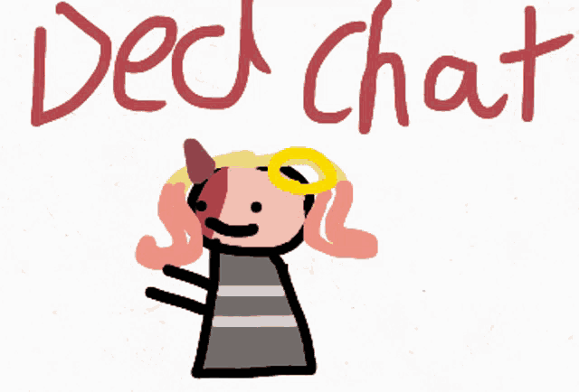 a drawing of a girl with the words deck chat written above her