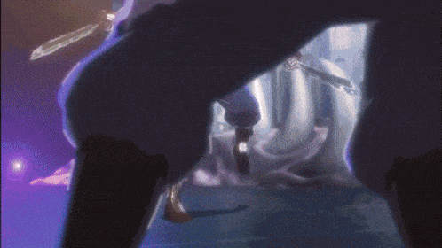 a close up of a person 's foot with a purple light behind it