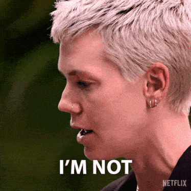 a close up of a person 's face with the words i 'm not on the bottom
