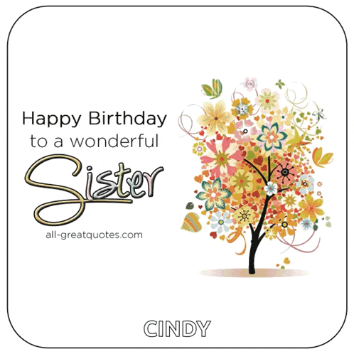 a birthday card for cindy with a tree of flowers