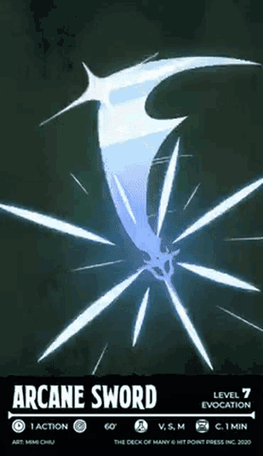 a card that says arcane sword level 7
