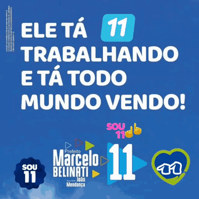 a poster for marcelo belinati with the number 11 on it