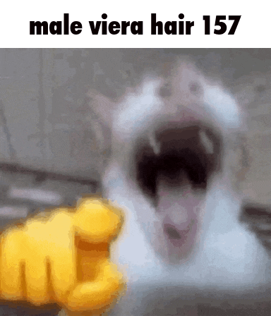 a picture of a cat with its mouth wide open and the words male viera hair 157