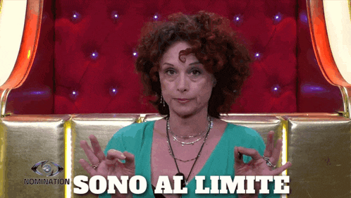a woman sitting in a chair with the words sono al limite written on the bottom