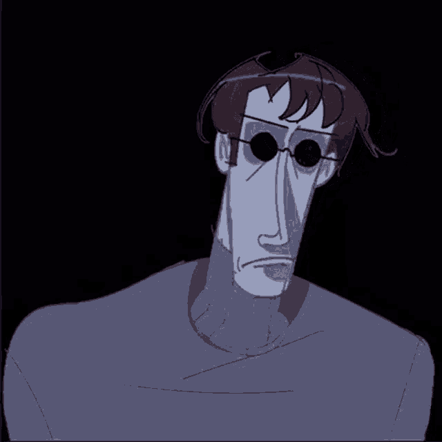 a cartoon drawing of a man with glasses and a turtleneck .