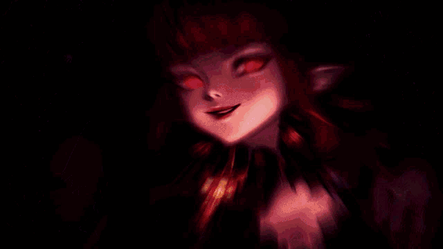 a girl with red hair is holding a stuffed animal that has a skull on it