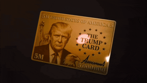 a gold trump card with 5m united states of america 5 on it