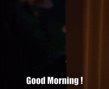 a couple of anime characters standing next to each other with the words good morning written on the bottom