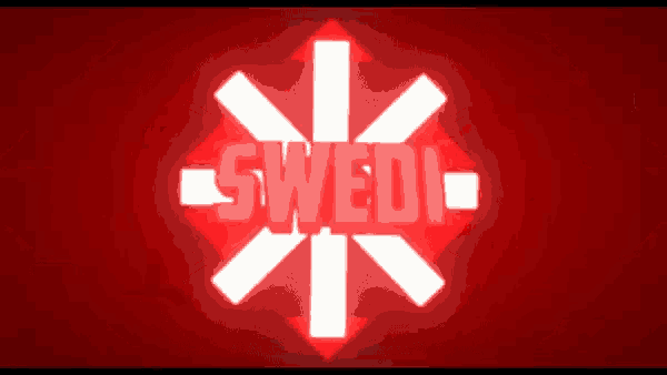 a red sign that says swedi on it