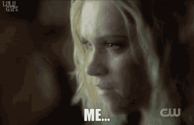 a close up of a woman 's face with the words me on the bottom right