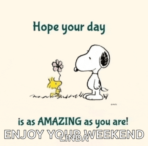 snoopy and woodstock are standing next to each other in a field with a flower in their mouths .