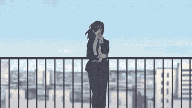 a man and a woman are standing in front of a window talking to each other