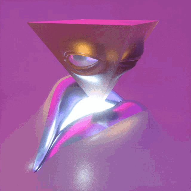 a purple background with a triangle in the center
