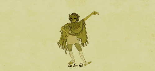 a drawing of a person wearing a mask with their hands pointing up