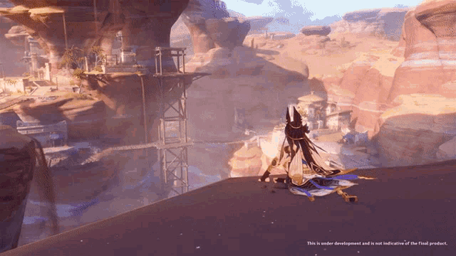 a screenshot of a video game with a warning that this is under development and is not indicative of the final product