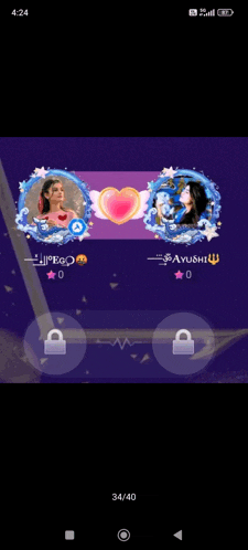 a screenshot of a video game on a cell phone shows two girls with hearts on their faces .