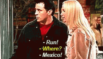 a man and a woman are standing next to each other and the man is asking the woman where to run