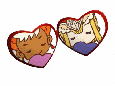 two hearts with a picture of a boy and a girl inside of them