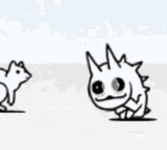 a black and white cartoon of a squirrel and a dog standing next to each other .