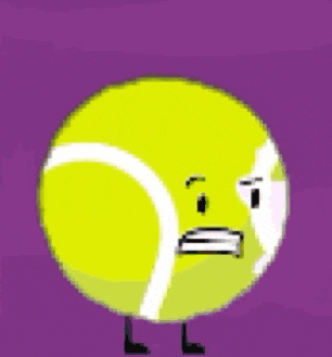 a cartoon drawing of a tennis ball and a coin with faces on them .
