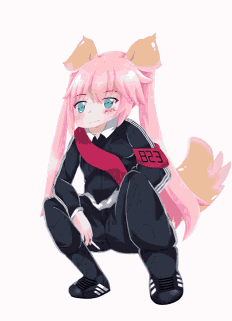 a drawing of a girl with the number 823 on her sleeve