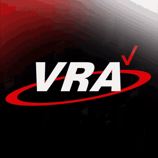 the word vra is on a black background with a red circle around it