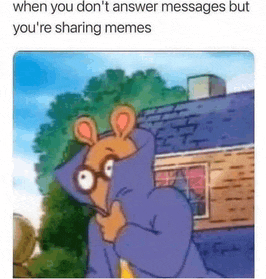 a cartoon of a mouse covering his face with a hoodie .
