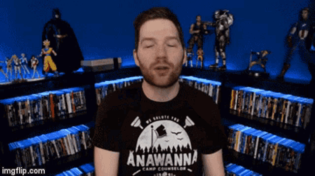 a man is wearing a shirt that says anawanna
