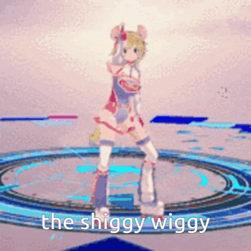 a picture of a girl dancing with the words the shiggy wiggy