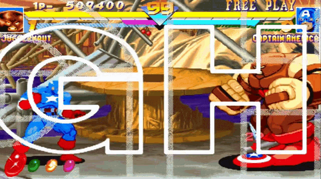 a screenshot of a video game with captain america and juggernaut
