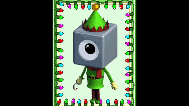 a cartoon character dressed as an elf with a crown on his head