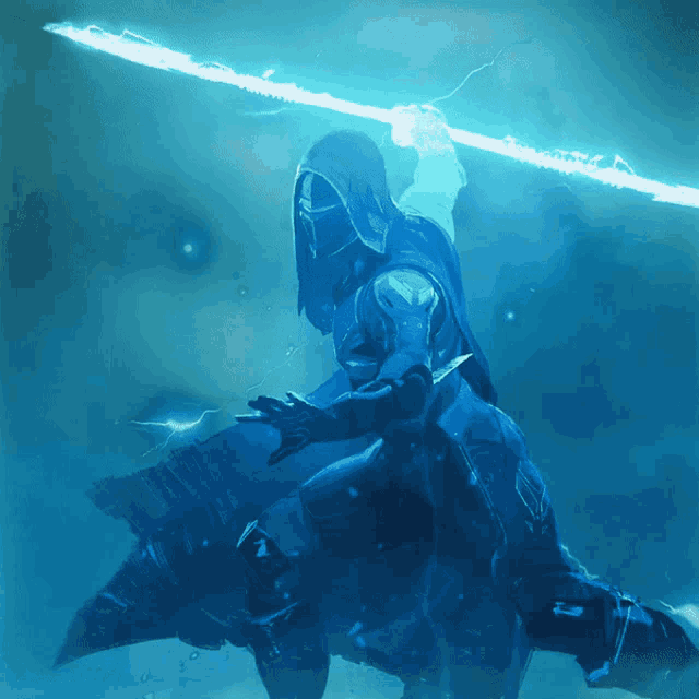 a person holding a lightning rod in their hand