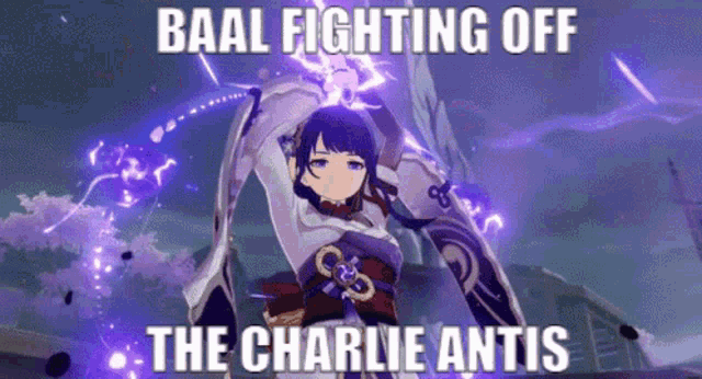 a meme of baal fighting off the charlie antis