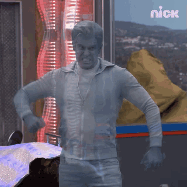 a man with a nick logo on the bottom